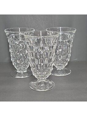 Fostoria American Footed Cubist Iced Tea Glasses Set Of 3 Pattern #2056 VTG